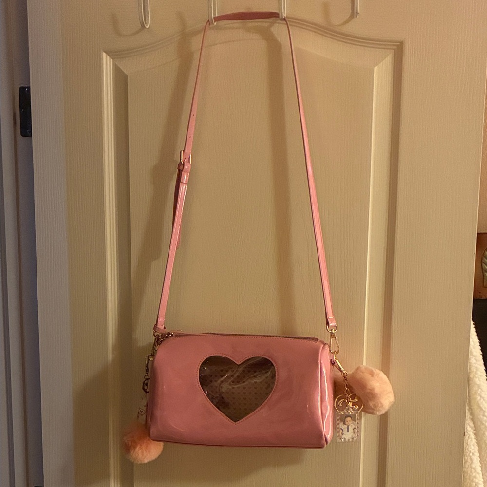 Trixie Cosmetics Pink Heart Cutout Crossbody Bag